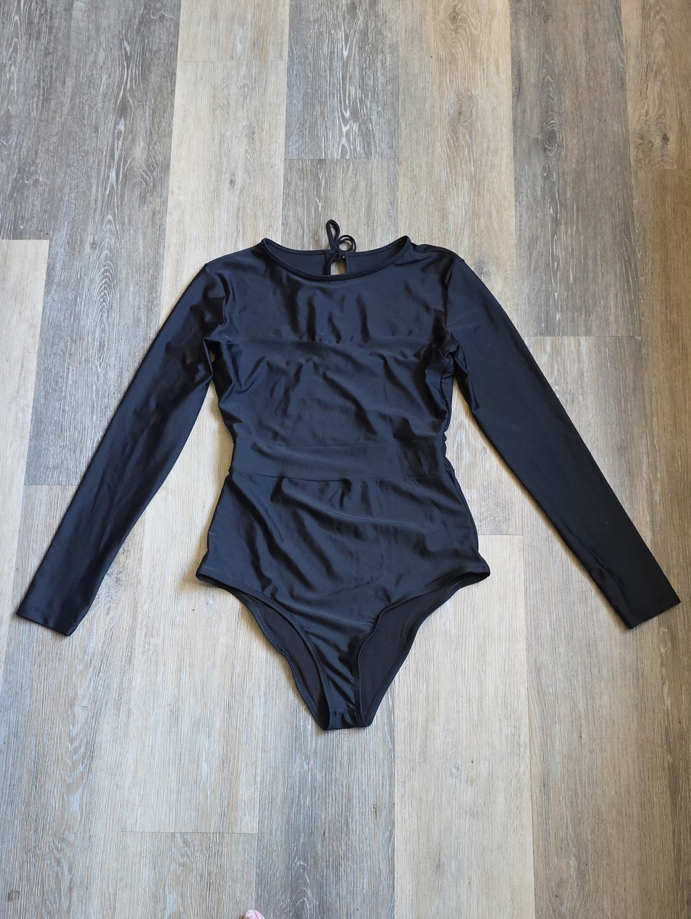 Seea Black Long-Sleeve One-Piece Swimsuit